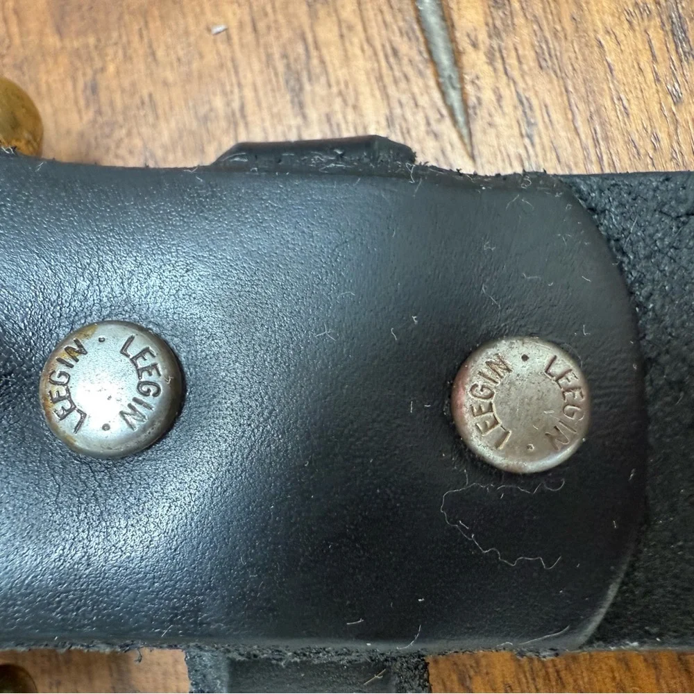 Leegin British Mens Black Leather Belt made in USA‎ Sz 50 fits 48